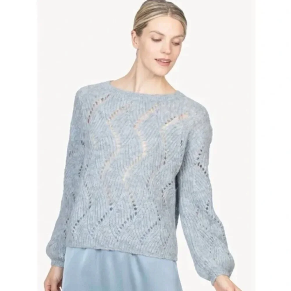 Lilla P Blue Knit Alpaca Blend Sweater - Picture 1 of 8